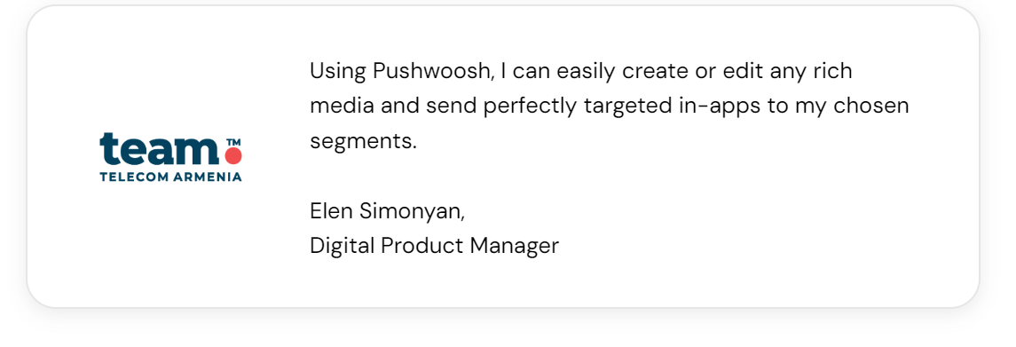 Pushwoosh customer testimonial from Team Telecom Armenia