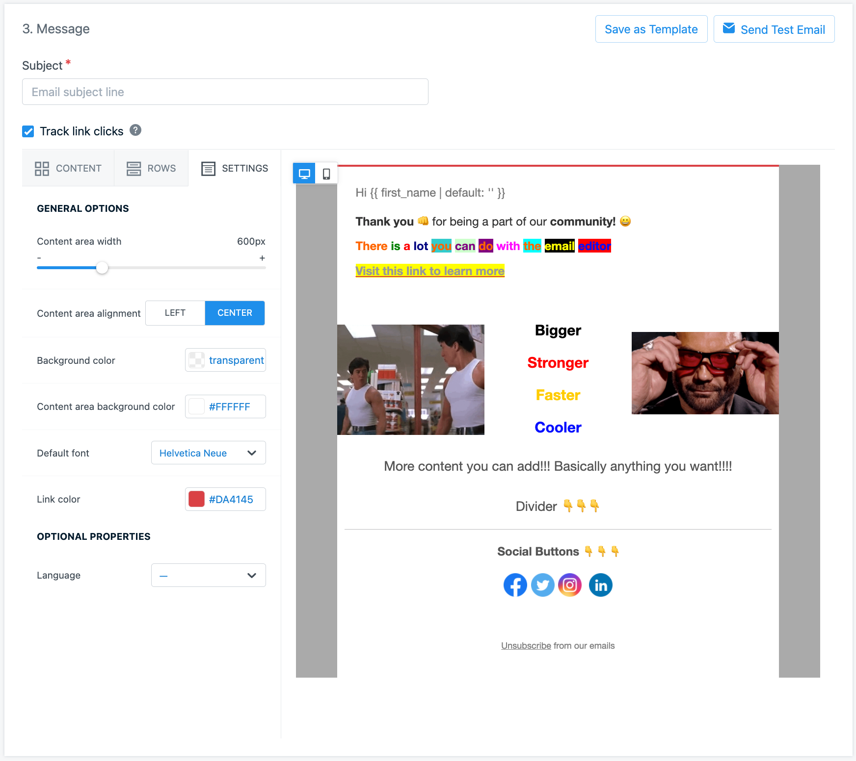 OneSignal email builder