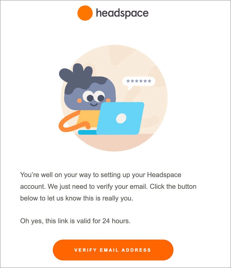 Headspace account activation email