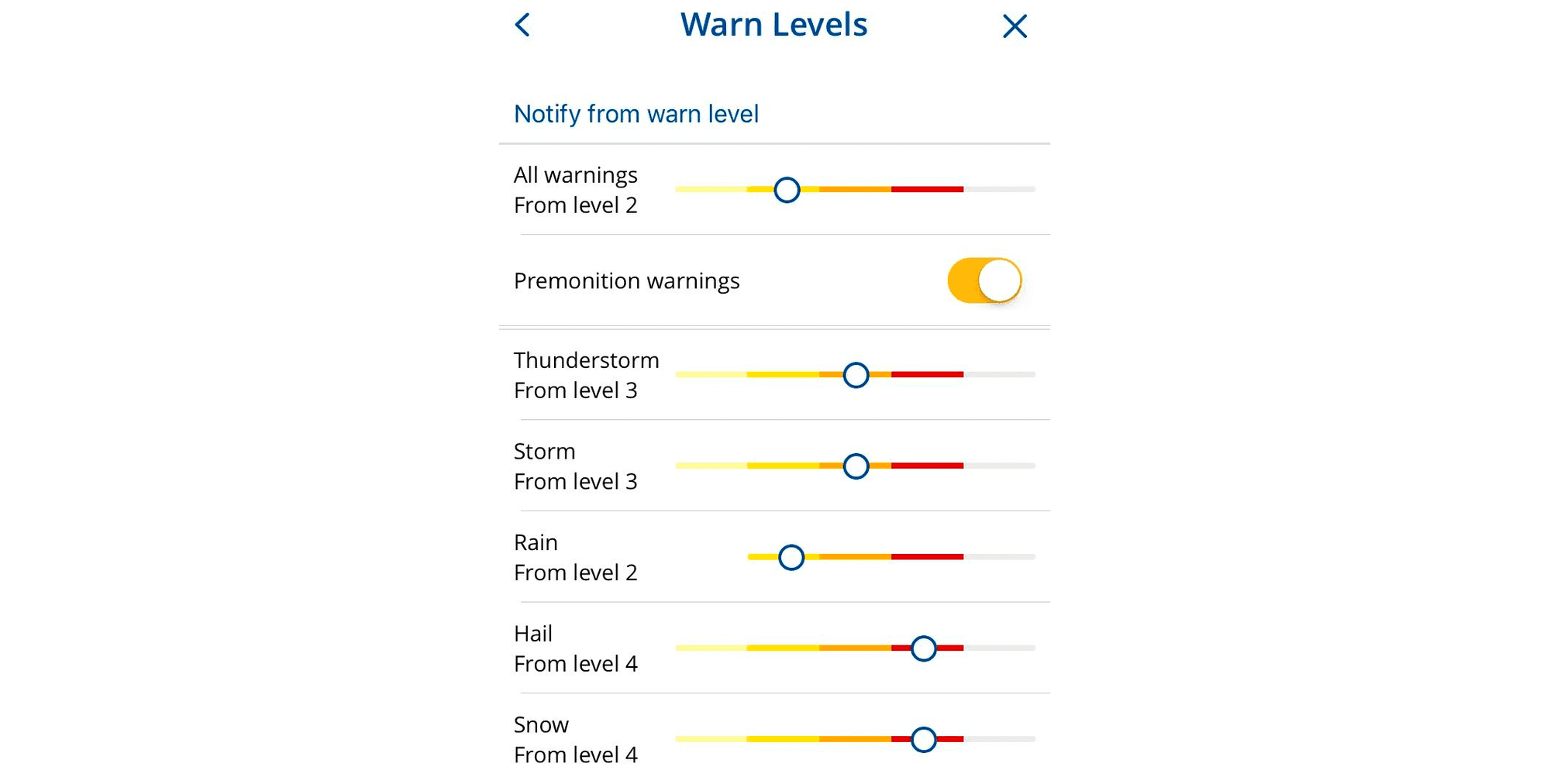 wetter.com app warn levels