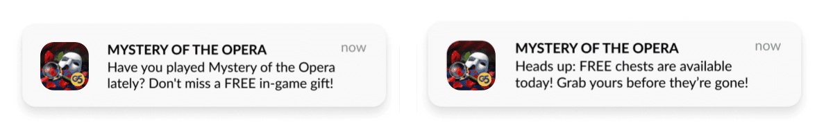 Engaging push notifications from a game app - good examples
