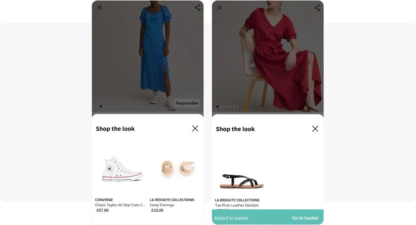 La Redoute cross-selling in-app examples