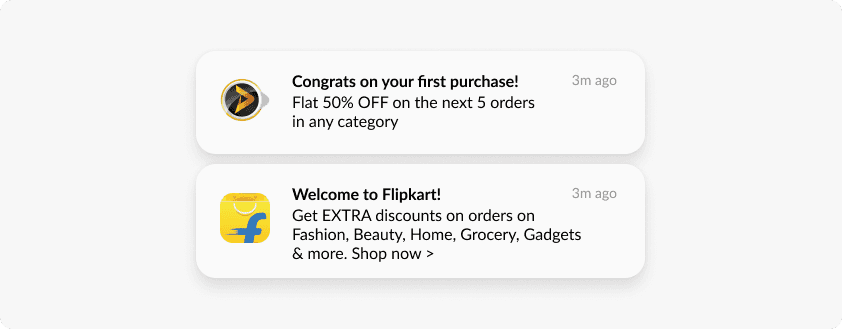 Welcome promo code push notification examples