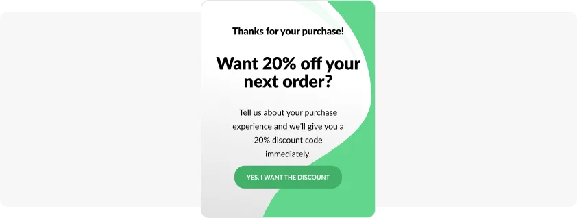 In-app example: discount in exchange for a review
