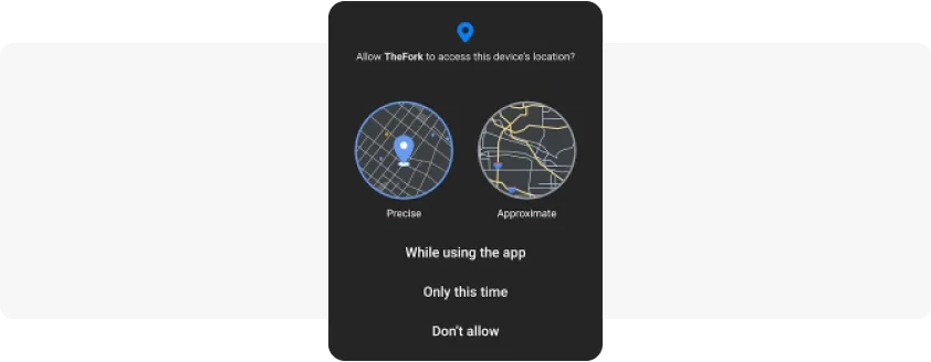 Consentimiento del usuario para el seguimiento de datos de ubicación