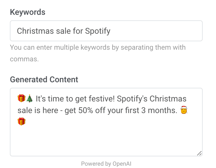 AI-generated push notification example