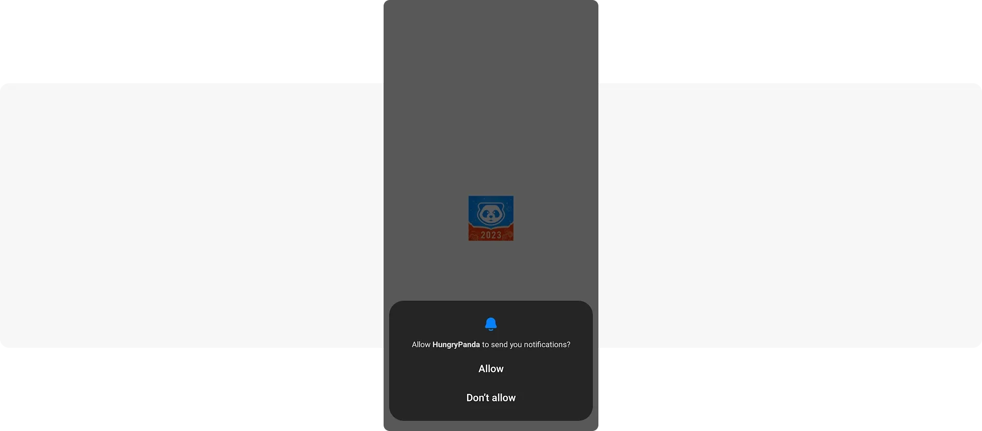 Default opt-in screen - HungryPanda food delivery app