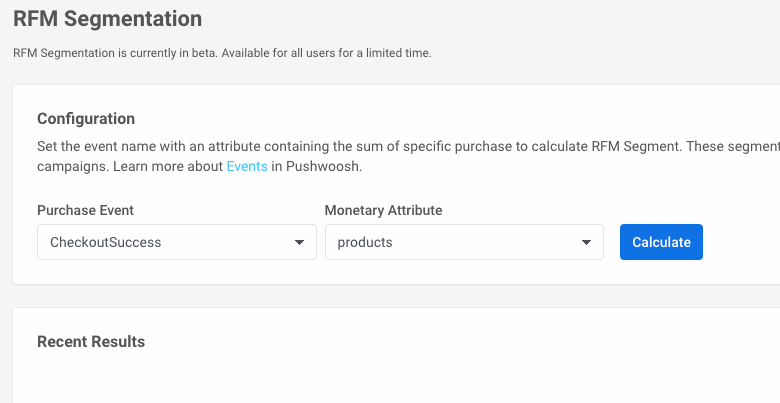 RF non-monetary segmentation Pushwoosh