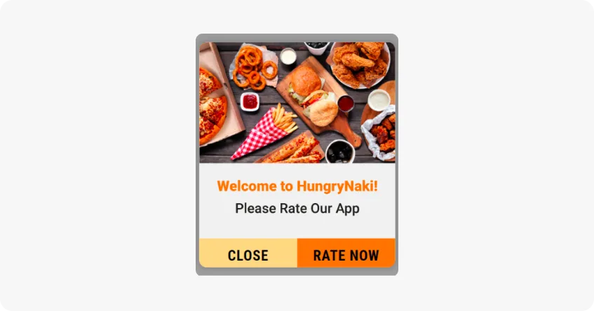 In-app message prompting to rate the app example