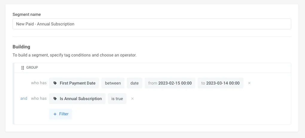 Segmentos basados en varias condiciones Pushwoosh