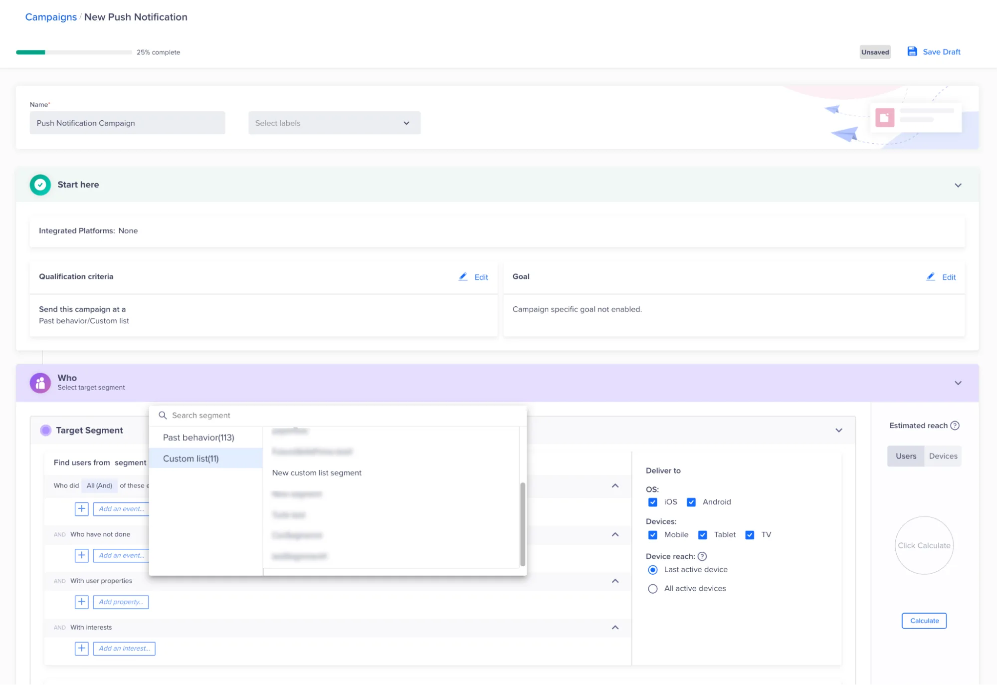 Creación de segmentos CleverTap