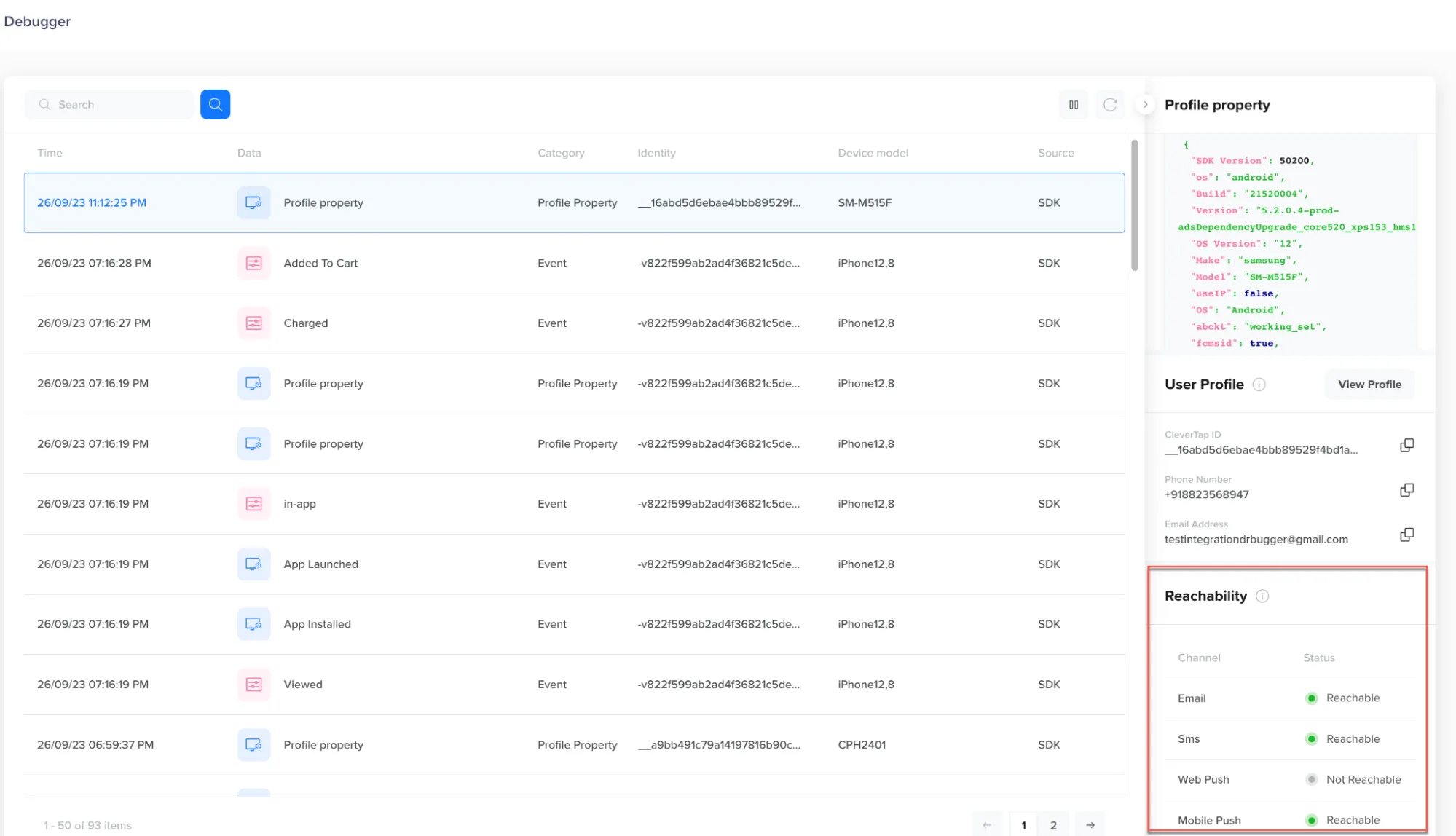 Verificación de alcanzabilidad CleverTap