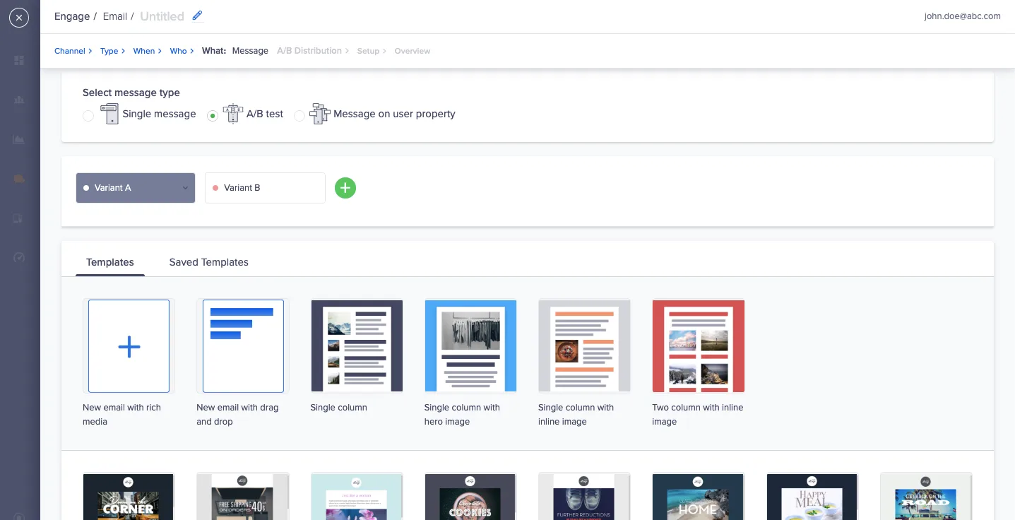 Biblioteca de plantillas de email de CleverTap