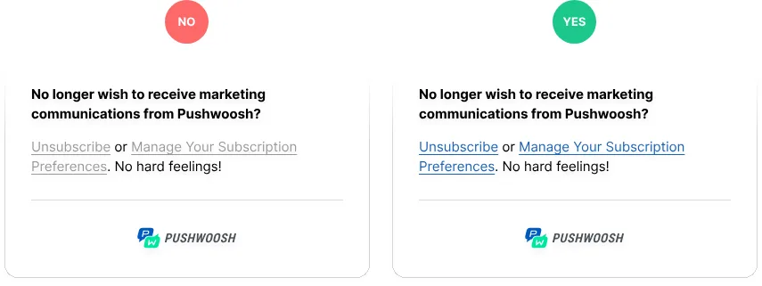 garantizar la entregabilidad de los correos electrónicos - Ejemplo de cancelación de suscripción de correo electrónico