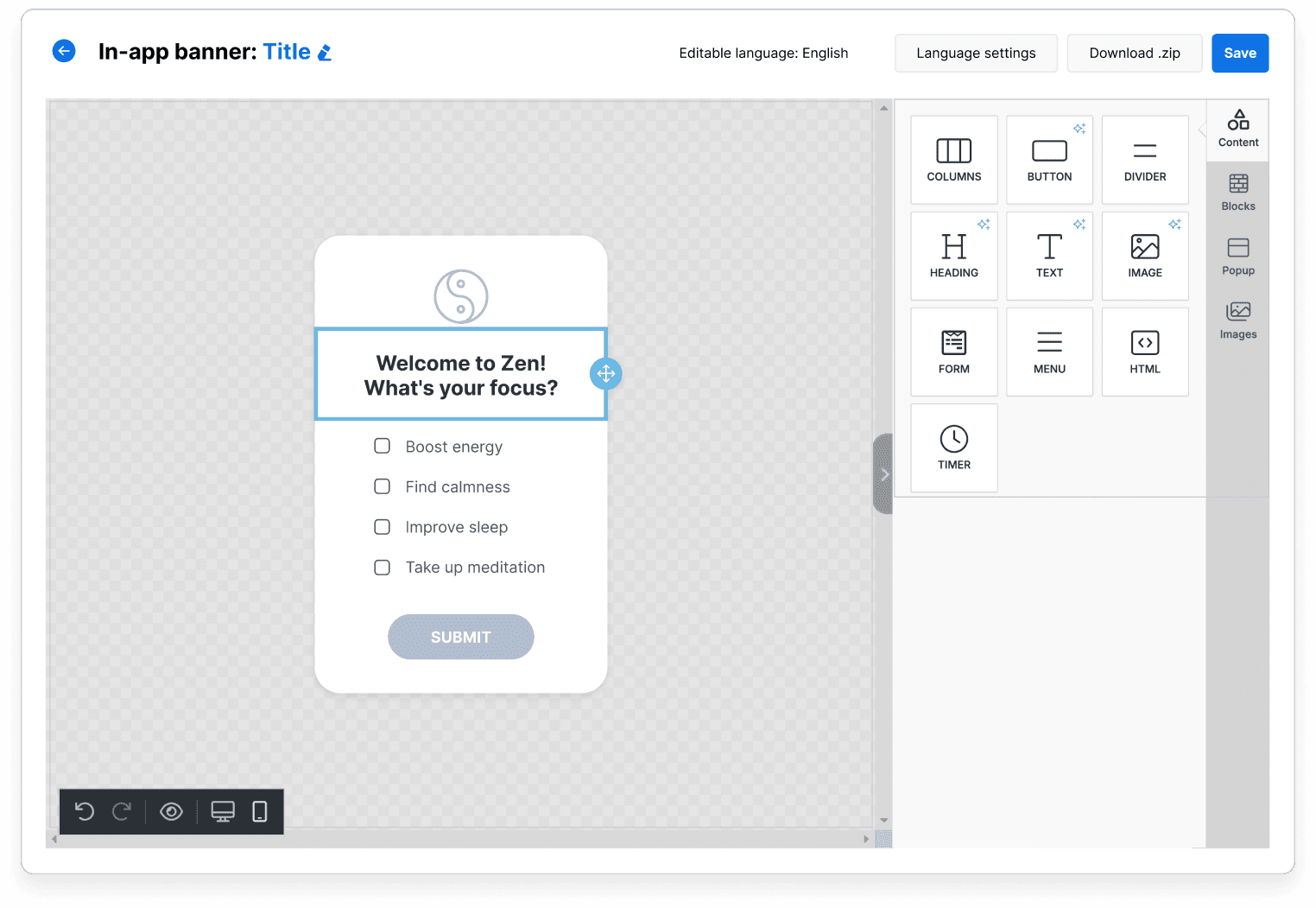 Pushwoosh in-app builder