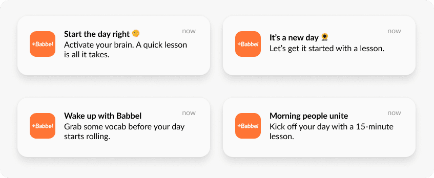 Recurring push notifications Babbel