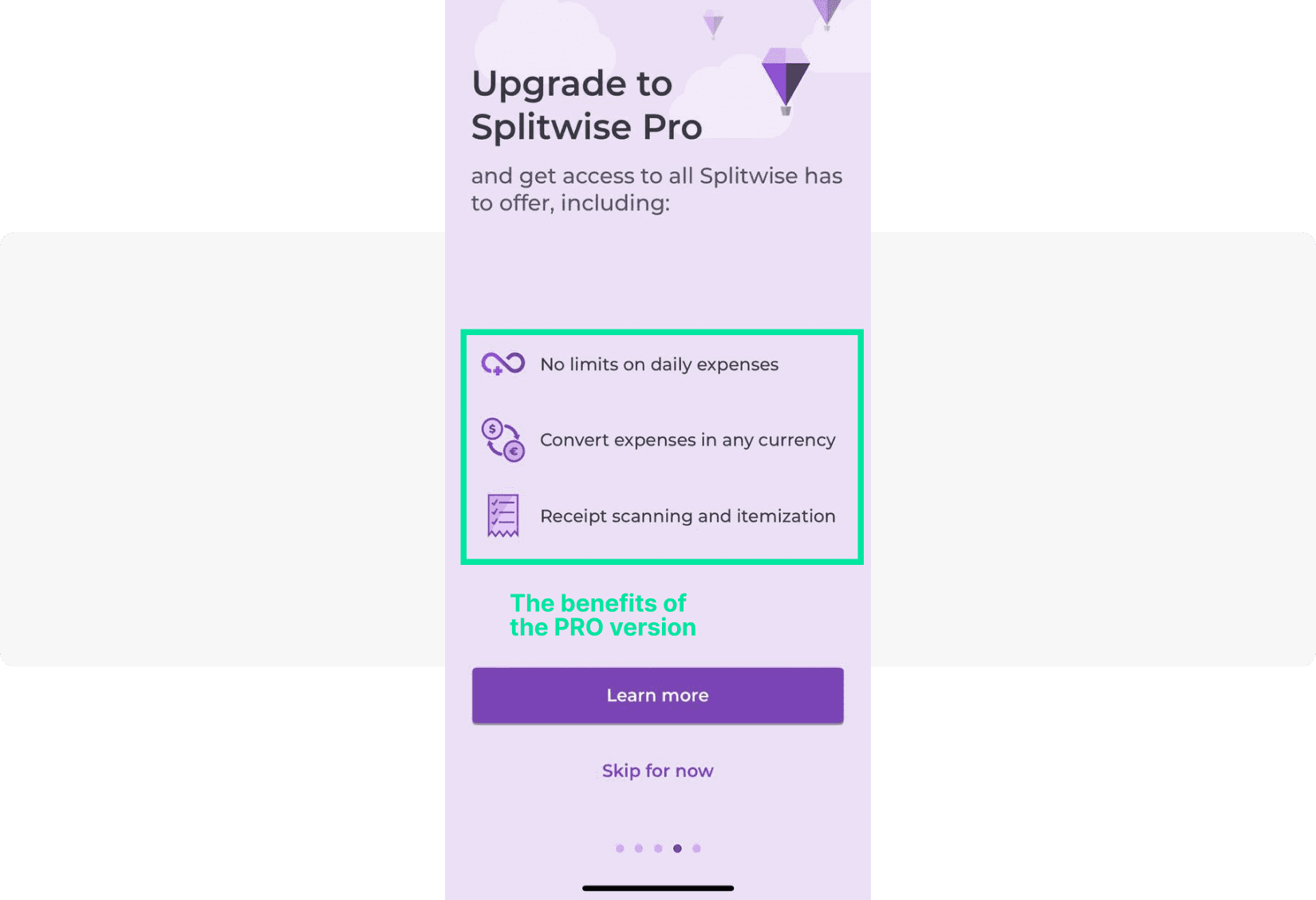 Splitwise pro version upgrade conversion in-app