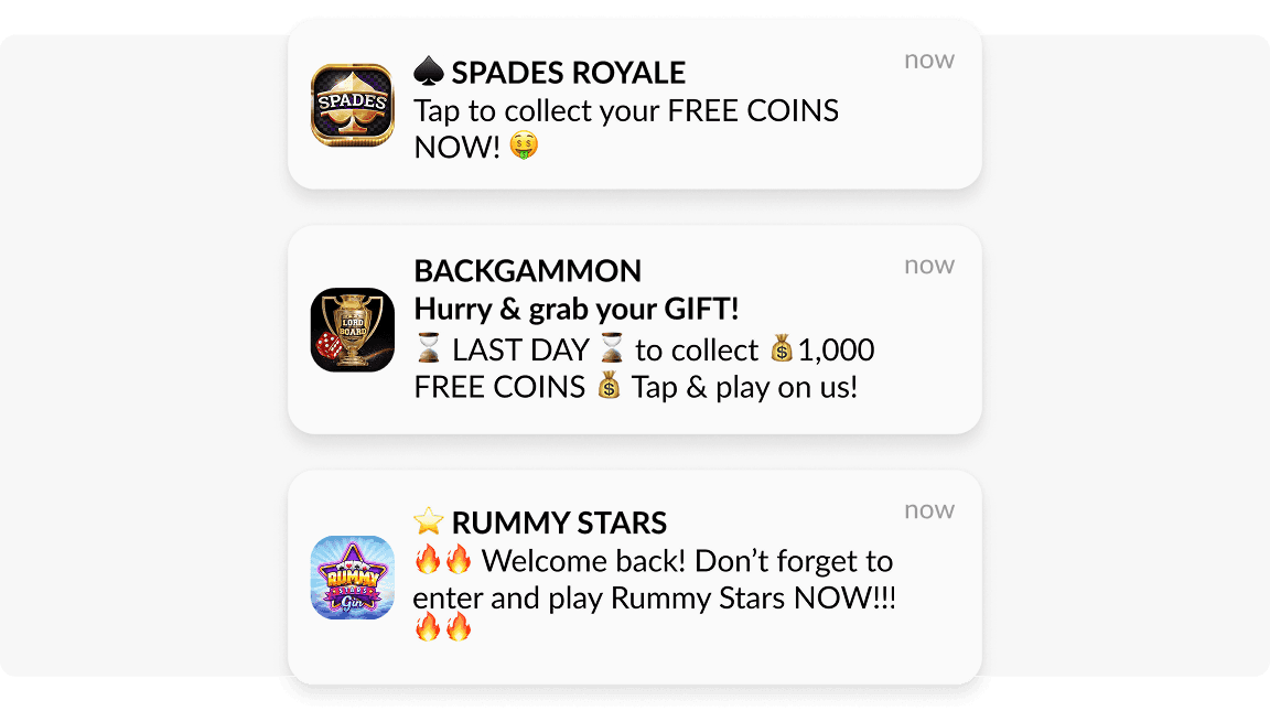 Gaming app push notification example