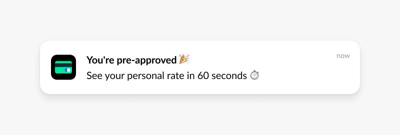 Neobank push notification to a high-intent segment